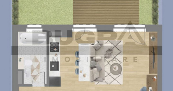 Apartament 1 camera, 39 mp, terasa gazon 23 mp, garaj, zo...