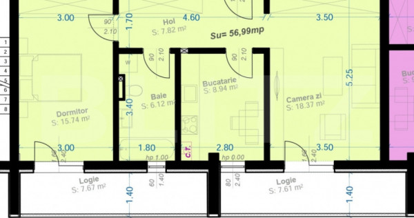 ​Apartament 2 Camere, 57mp | Zona Aradului | Etaj 1