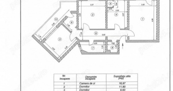 Apartament 3 camere, situat in zona Dacia