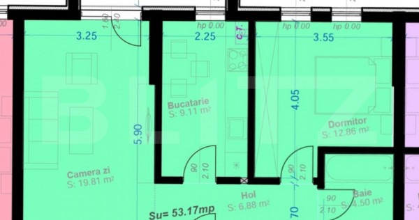 ​Apartament 2 Camere, 53mp | Zona Aradului | Etaj 1