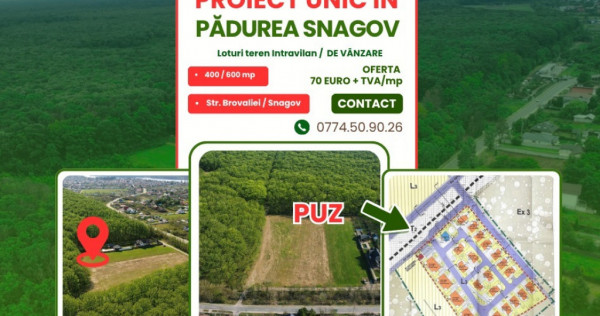 Exclusivitate-proiect unic in Padurea Snagov! Loturi teren 400-600 mp