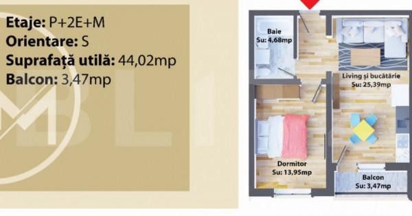 Apartament 2 camere, 44,02 mp, nou, Zona Ipotesti