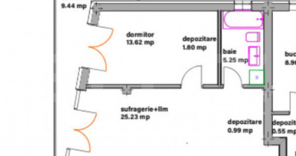 Apartamente moderne cu 2 camere, balcon si dressing - bloc n
