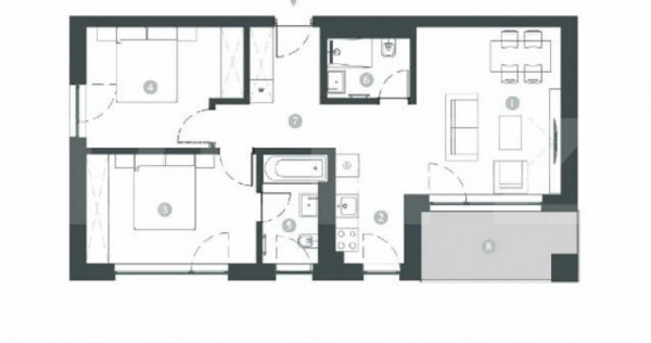 Apartament 3 camere, 65 mp, zonă Centrală