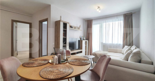 Apartament 2 camere, bucatarie separata, 56 mp, mobilat util