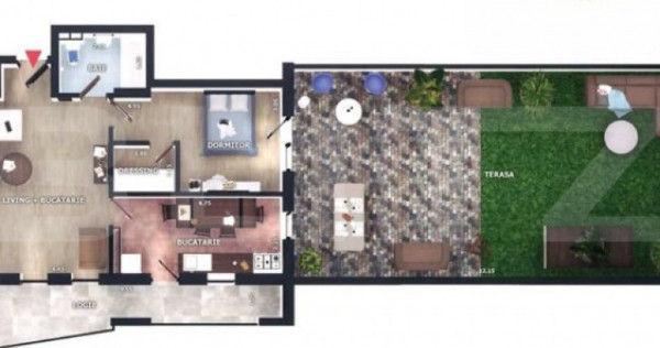 Apartament 2 camere cu terasă, parcare subterana, CF, boxa,