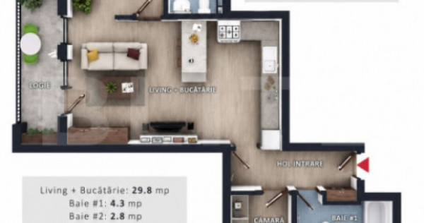 Apartament 3 camere, 2 bai, 2 balcoane, CF parcare subterana