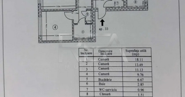 Apartament 4 camere Teius, Rahova etaj 1