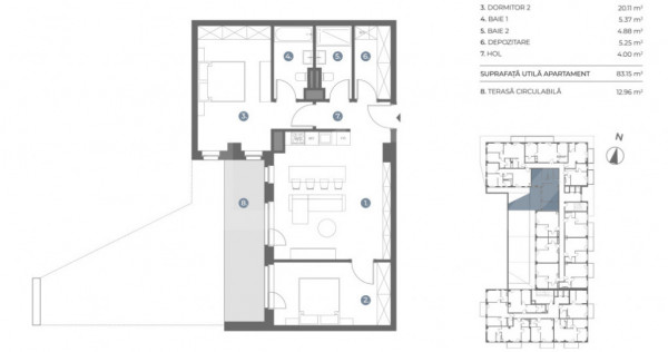 Apartament 3 camere, 82 mp | Standarde nZEB | Ansamblu nou |