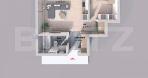 Apartament 2 camera, 54 mp, zona Pacurari