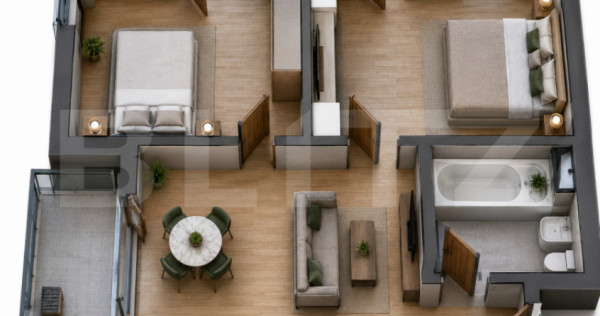 Apartament modern, cu 3 camere, semifinisat, etaj 1, in Apah
