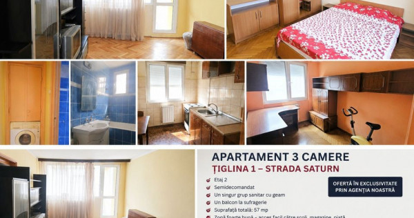 Apartament 3 camere de vanzare - Tiglina 1 - Strada Satur...