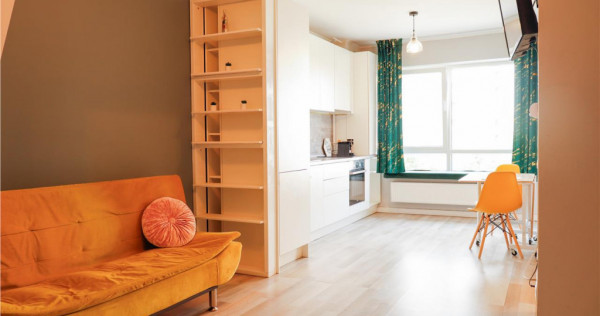 Studio modern, decomandat, etaj 2, mobilat, echipat, terasa,
