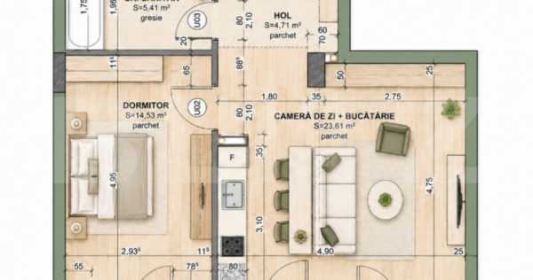 Apartament 2 camere, 48.26 mp, comision 0, zona Iris