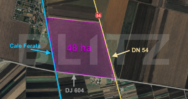 Teren de vanzare, 48 ha, pretabil parc fotovoltaic, jud Olt