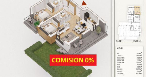 Finalizare 2027 | Parter, 74 mp +Gradina 70mp +Balcon 23mp |