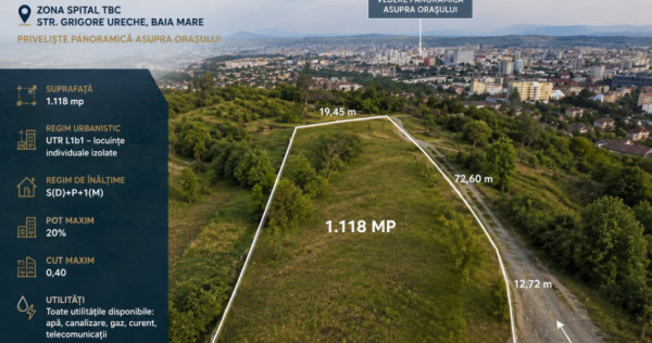 Teren intravilan 1.118 mp cu panoramă superbă asupra oraș