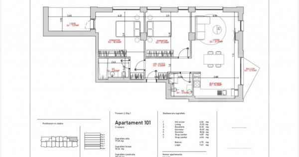 Apartament 2 camere, 58.94 mp, zona Port