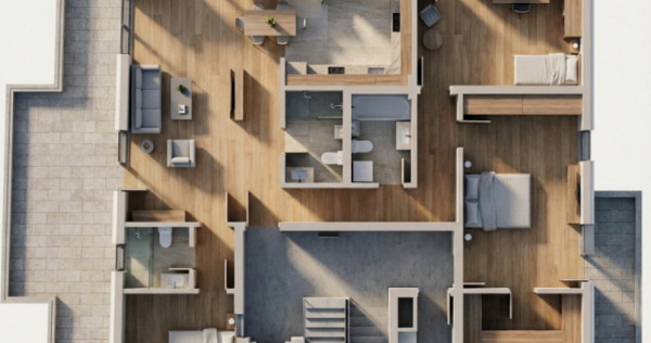 Apartament 4 CAM, SU 126.34 MP, 2 TERASE zona IRIS