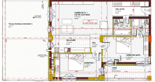 Apartament 3 camere 89,65 MP+ Gradina 52,53 Zona Tineretulu