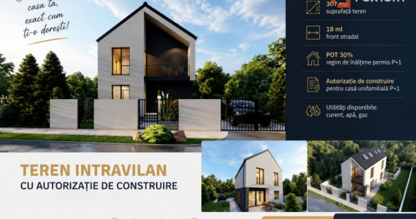 COMISION 0% | Teren intravilan 307 mp | Autorizatie de cons