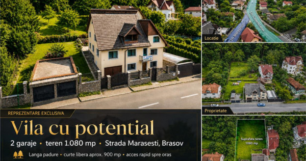 Vila cu potential, 2 garaje, teren 1.080 mp, strada Marasest