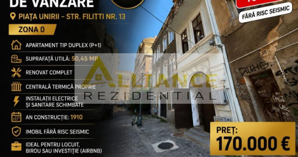 Piata Unirii Apartament tip duplex P+1 50 mp Centru Vechi Complet Renovat
