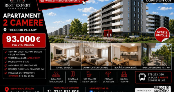 2 Camere | Parcare Acoperită BONUS la Avans 50% | Apartamen
