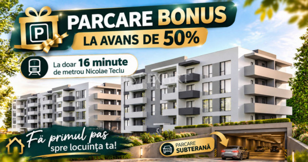 2 Camere | Bloc Nou | Parcare BONUS la Avans 50% | Comision