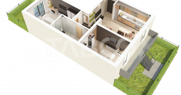 Apartament cu gradina si 3 camere decomandate de vanzare Doa