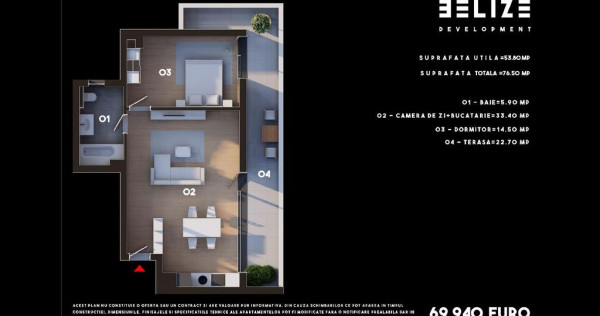 APARTAMENT 2 CAMERE BLOC FINALIZAT TERASA 22 MP