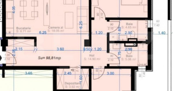 Apartament 3 camere, 99 mp utili,terasa de 43 mp, zona Aradu