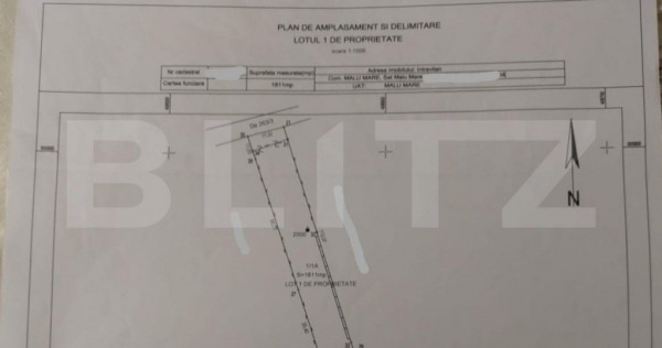 Teren intravilan 1811 mp, cu utilități, zona Malu Mare!