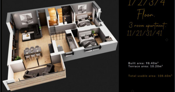 Apartament 3 Camere cu balcon 10 mp Bloc Nou 2024 - Zona Ban