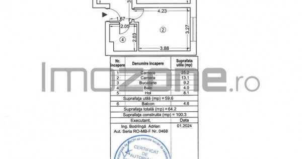 2 Camere, bloc finalizat, finisat complet, comision 0%, E...