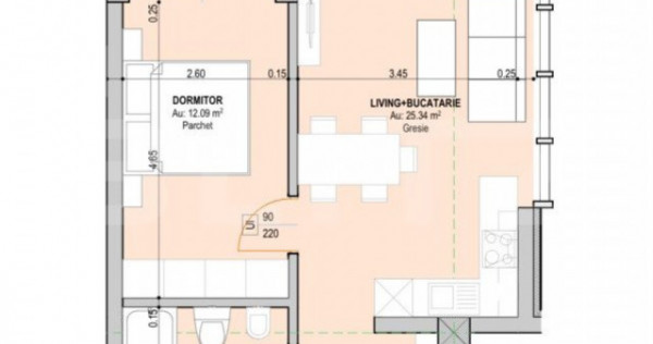 Apartament 2 camere, 52 mp utili, etaj intermediar, zona Cen