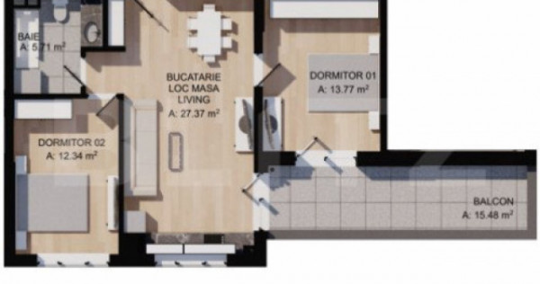 Apartament cu 3 camere, terasa 15mp, parcare , zona centrala