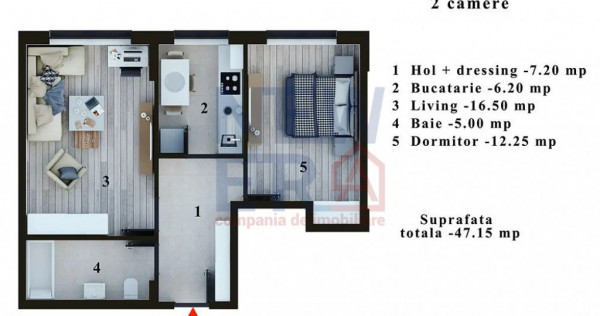 Apartament cu 2 camere de vanzare in Bragadiru COMISION 0%