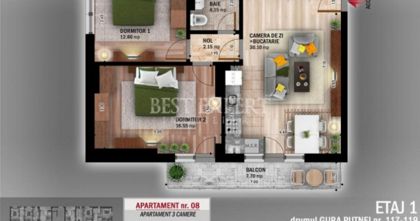 3 Camere Zona Linistita-Aproape de facilitati /600 m STB