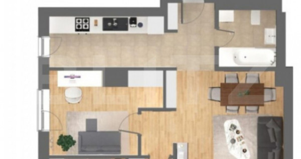 Apartament 3 camere, 63 mp, ansamblu nou, zona Centrala