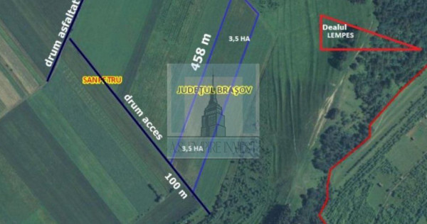 Teren intravilan 3,5 Ha - zona Sanpetru (Lempes)