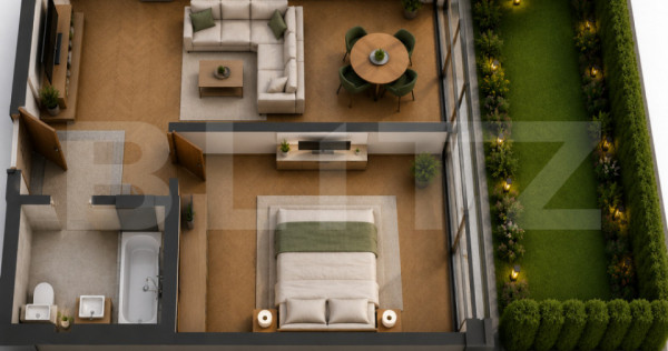 Apartament 2 camere, 43mp, gradina, in Apahida