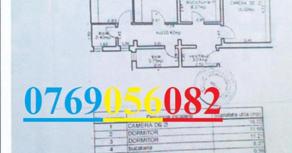 Ap 3 cam zona Vidin conf 1 decomandat LIBER, Spatios, etaj 2