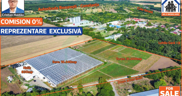 Sere: 10.640mp | Hala: 830mp | Teren 42.000mp | Lehliu-Gara