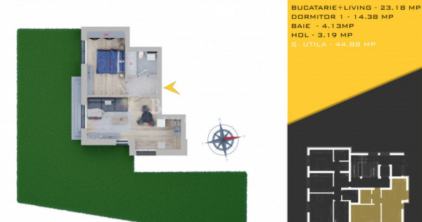 2 Camere cu Gradina Acces Rapid STB (5 minute) Pacare Bonus