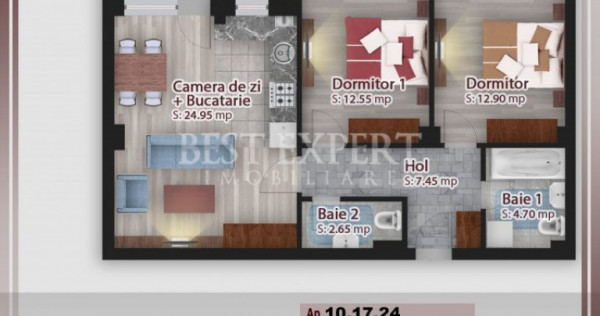 3 Camere Direct Dezvoltator -Incalzire in Pardoseala/Credit