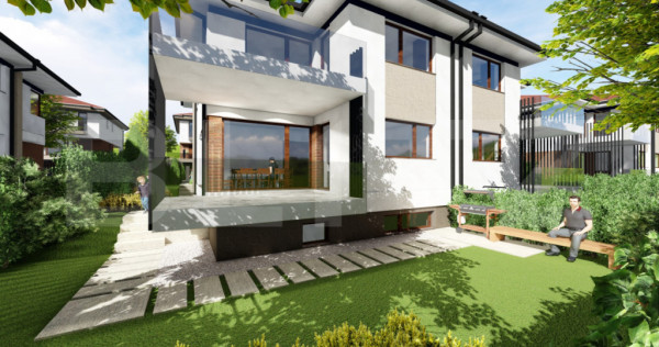 Casă modernă 192 mp, 6 camere, Living, Bucatarie, ansamblu
