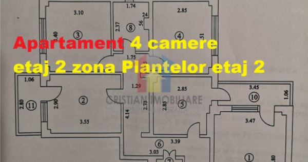 4 camere, 80 mp, etaj 2, Decomandat - Plantelor