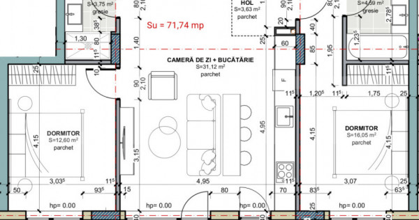 3 camere, 2 bai, etajul 2, comision 0, TERRA Oasului