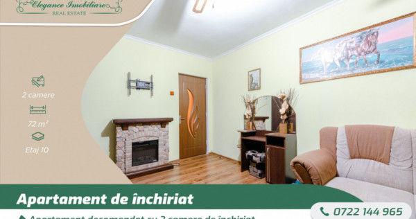 Apartament decomandat cu 2 camere de închiriat, zona Calea